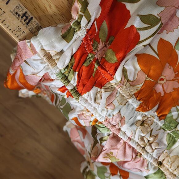 Entro Floral Mini Dress - Orange and Green - Picture 9 of 12